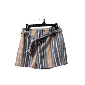 Must Have Striped Women Shorts with Belt paper bag style blue orange white